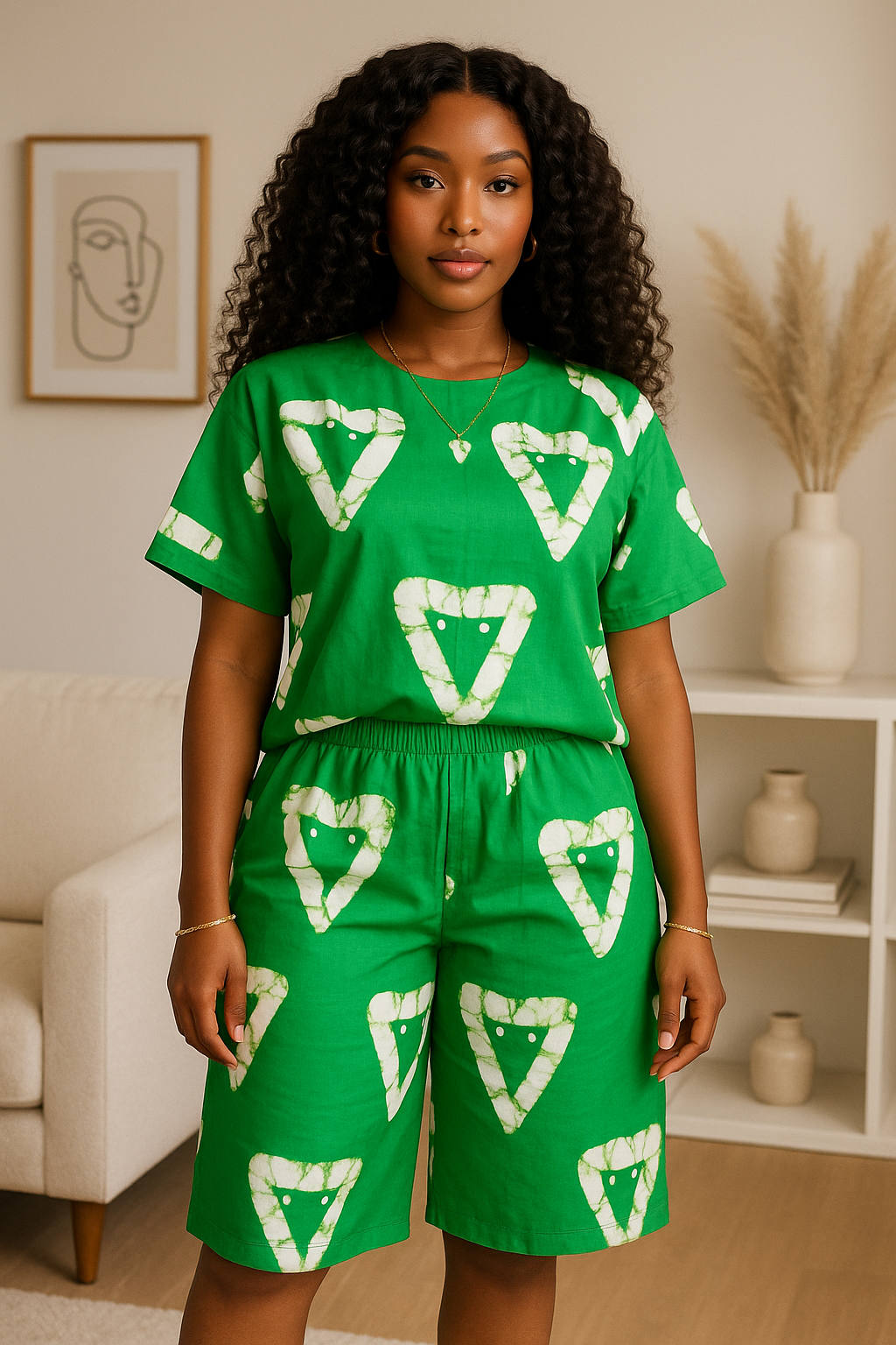 Flourish 2 piece Adire short set