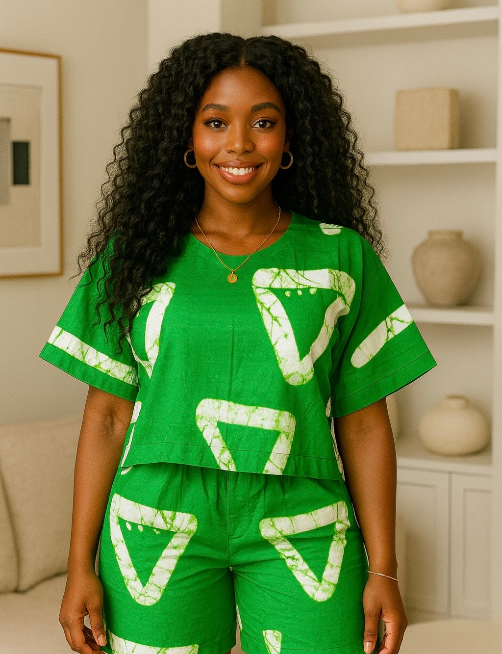 Flourish 2 piece Adire short set