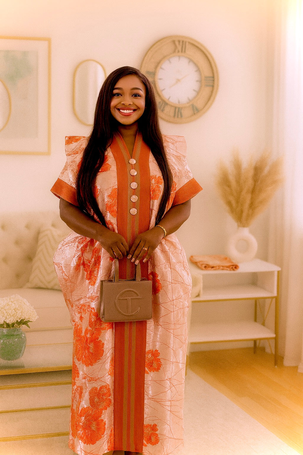 TANGERINE KAFTAN STYLED BOU BOU DRESS